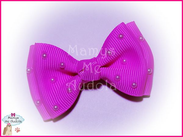 *Novo!! Laço Double com Pérolas - Rosa