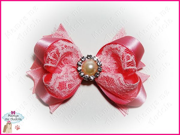 Laço Boutique com Renda Rosa