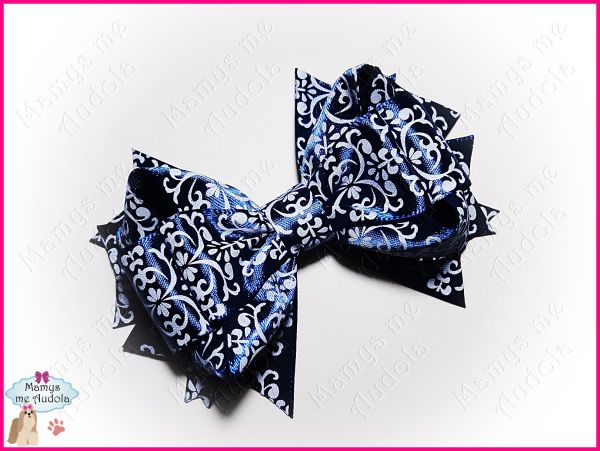 Laço Boutique Duplo Arabescos Azul