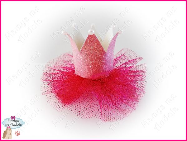 *Novo!! Coroa com Tule - Rosa