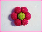 Flor de Fuxico Rosa/Verde