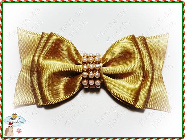 Laço de Cetim Duplo Dourado