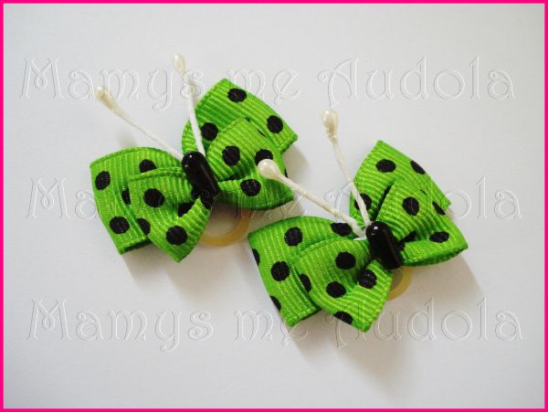 Laço Borboletas Verde/Preto