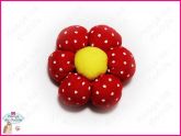 Flor de Fuxico Vermelho/Amarelo