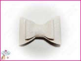 Laço de Tecido com Glitter Duplo White - M
