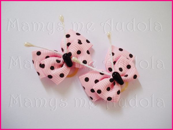 Laço Borboletas Rosa/Preto