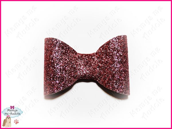 Laço de Tecido com Glitter Simples Rose Pink - M