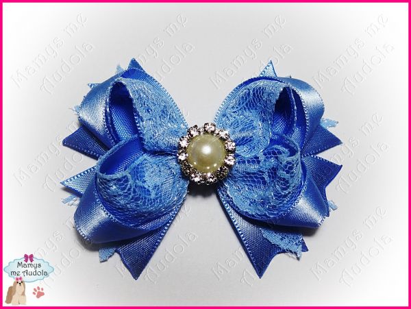 Laço Boutique com Renda Azul Celeste