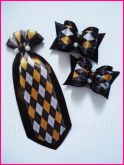 Conjunto Gravata + Laços Marrom/Xadrez