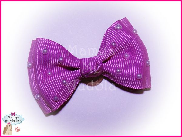 *Novo!! Laço Double com Pérolas - Rosa Antigo