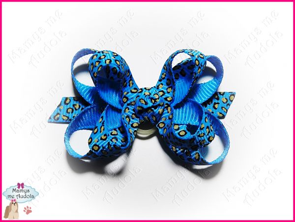 Litle Bow Animal Print - Azul