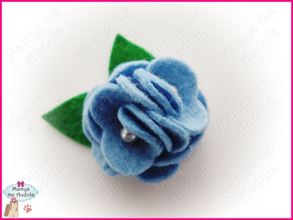 Flor de Feltro - Azul Bebê