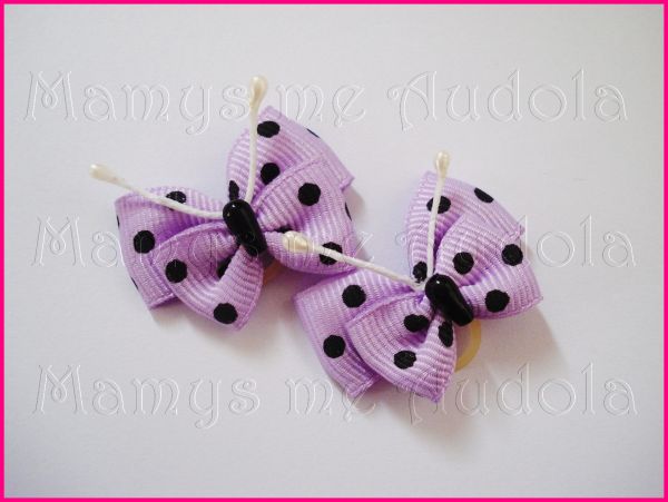 Laço Borboletas Lilás/Preto
