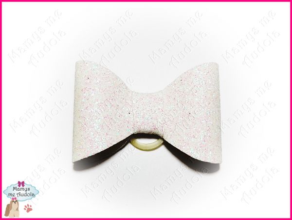 Laço de Tecido com Glitter Simples White - M