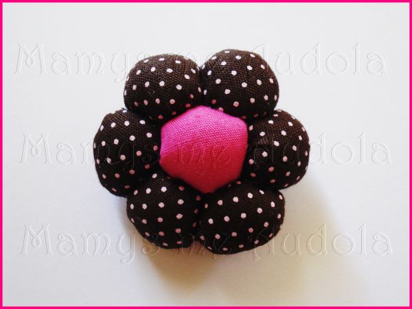 Flor de Fuxico Marrom/Rosa