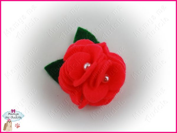 Flor de Feltro - Rosa Fluor