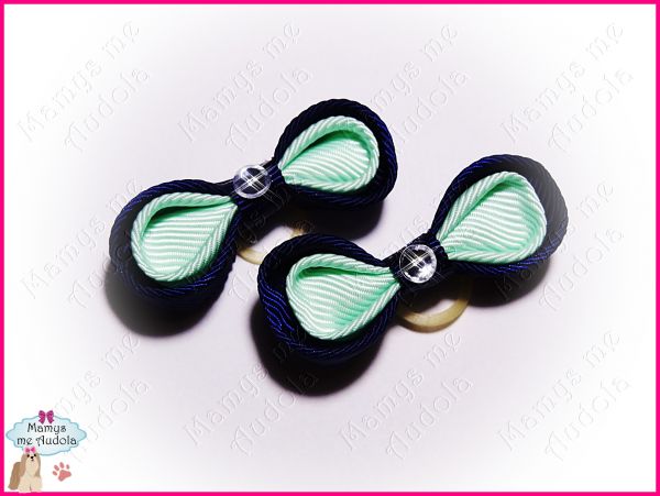 Laço Cute - Azul Escuro & Verde Água