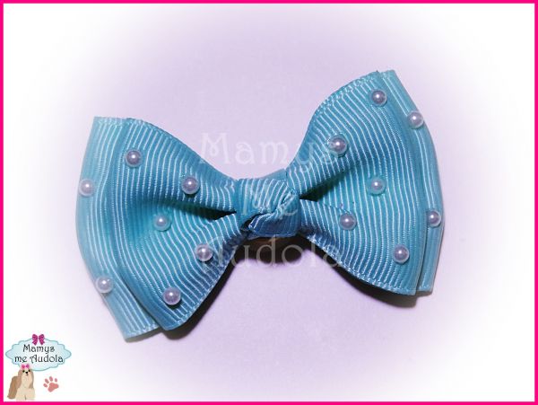 *Novo!! Laço Double com Pérolas - Verde Menta