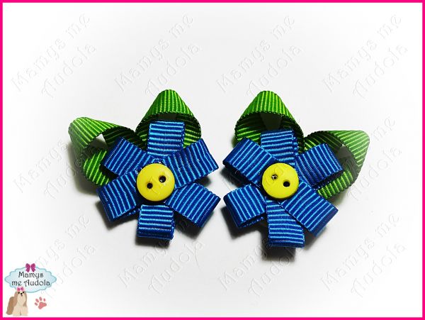 Flor Gorgurão Azul Pavão