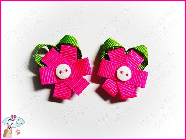 Flor Gorgurão Rosa Fluor