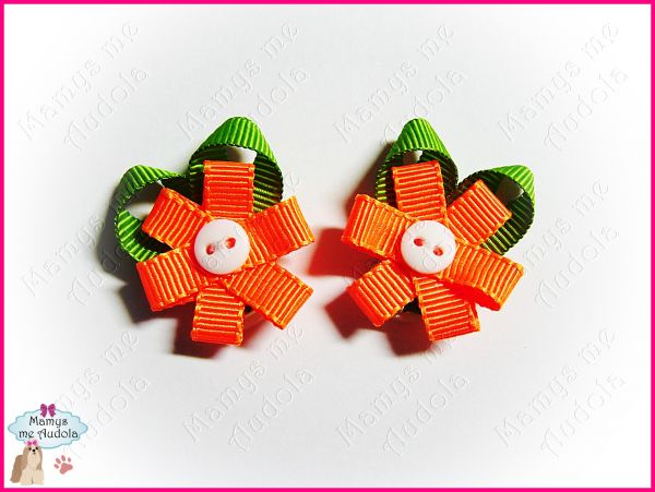 Flor Gorgurão Laranja Fluor