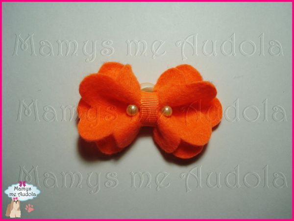 Laço Flor de Feltro Laranja Fluor