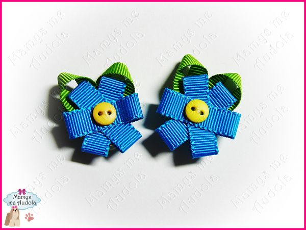 Flor Gorgurão Azul Turquesa