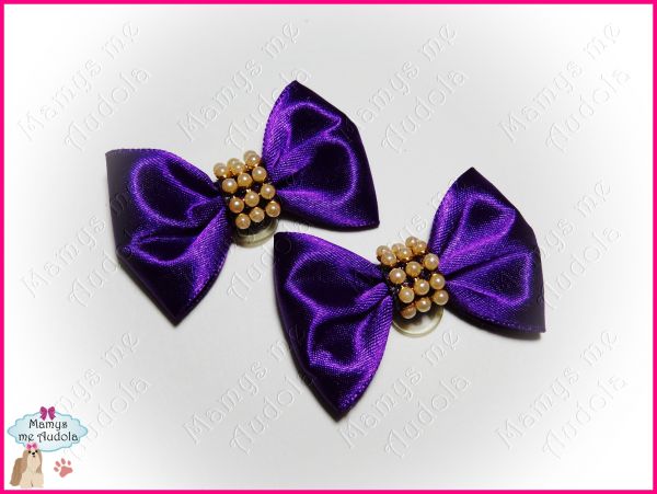 Laços de Cetim com Perolas Roxo