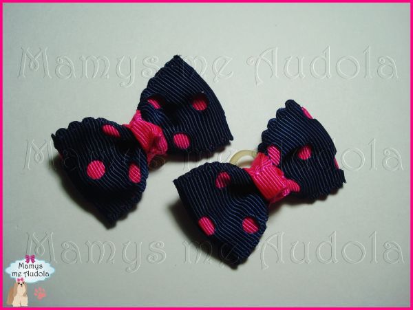 Laços Simples Marinho/Rosa Neon