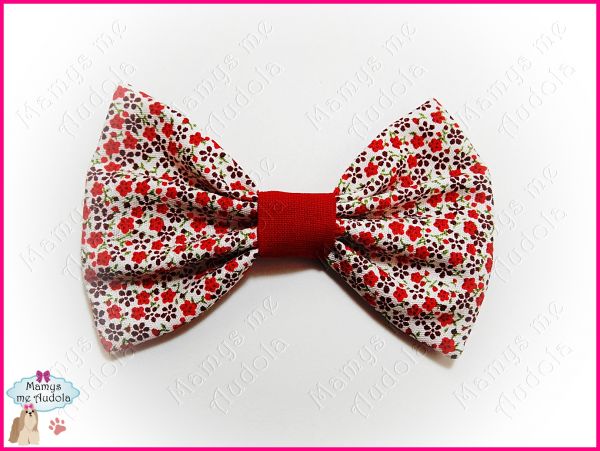 Laço de Tecido Floral Vermelho