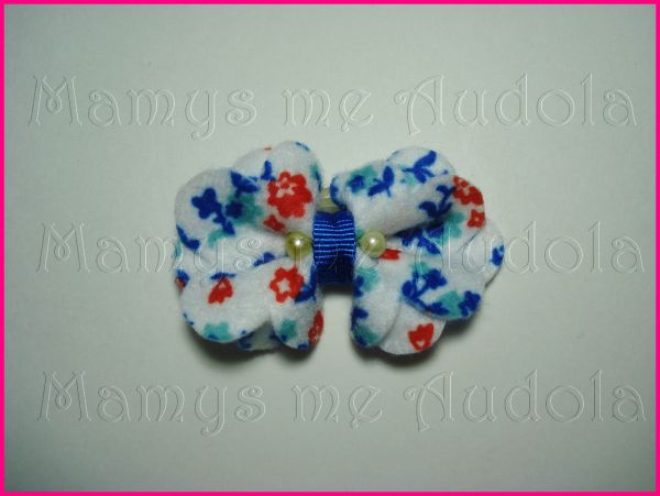 Laço Flor de Feltro Floral Azul