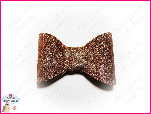Laço de Tecido com Glitter Simples Gold - M
