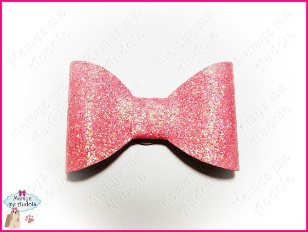Laço de Tecido com Glitter Simples Light Pink - G