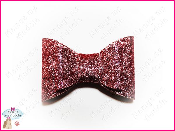 Laço de Tecido com Glitter Duplo Rose Pink - M