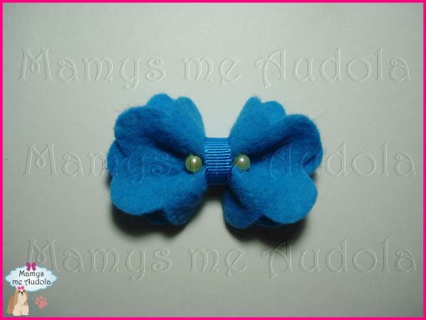 Laço Flor de Feltro Azul