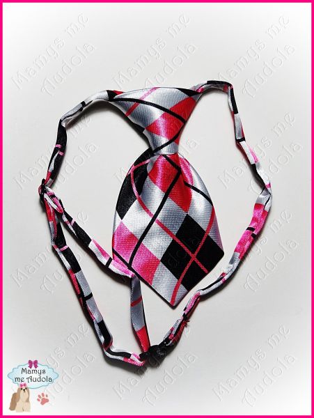 Gravata Importada Xadrez (Cinza, Rosa & Preto)