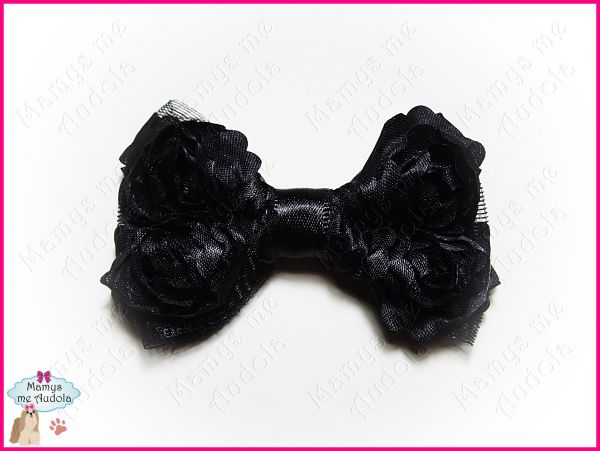 Laço de Renda de Flor - Preto