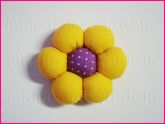 Flor de Fuxico Amarelo/Lilás