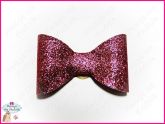 Laço de Tecido com Glitter Simples Rose Pink - G