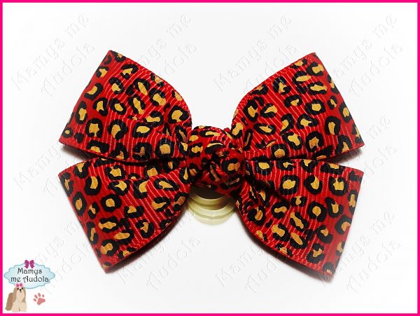 Laço Charme Animal Print Vermelho