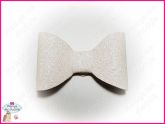 Laço de Tecido com Glitter Simples White - G