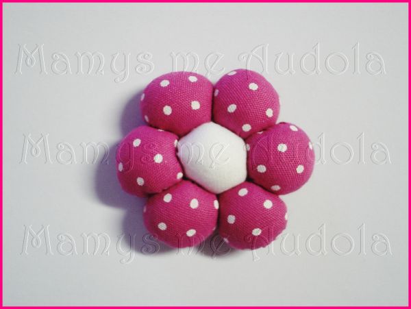 Flor de Fuxico Rosa/Branco