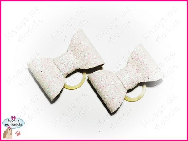 Laço de Tecido com Glitter Simples White - P
