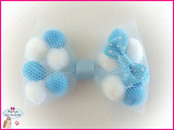 *Novo!! Laço Pom Pom Azul