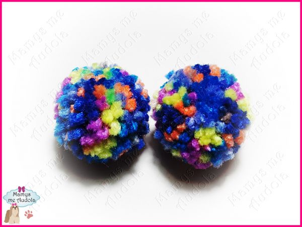 Pom Pons de Lã Azul Colorido