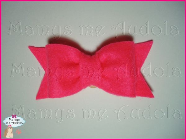 Laço de Feltro Rosa Fluor