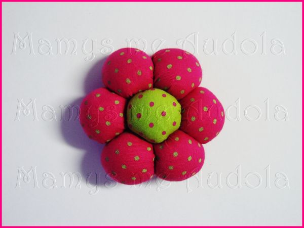 Flor de Fuxico Rosa/Verde
