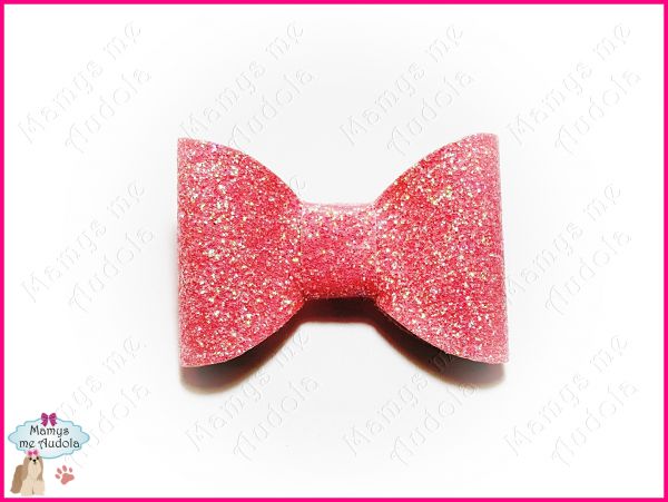 Laço de Tecido com Glitter Simples Light Pink - M