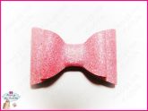 Laço de Tecido com Glitter Duplo Light Pink - G