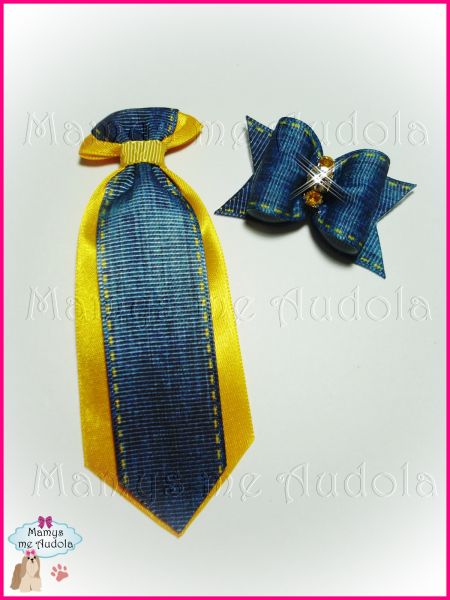 Conjunto Gravata + Resinado Jeans